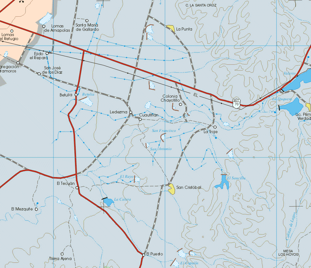 The map also shows the towns (pueblos) of Lomas del Refugio.