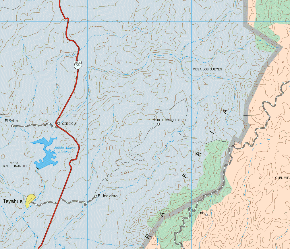 This map shows the major cities (ciudades) of Tayahua.