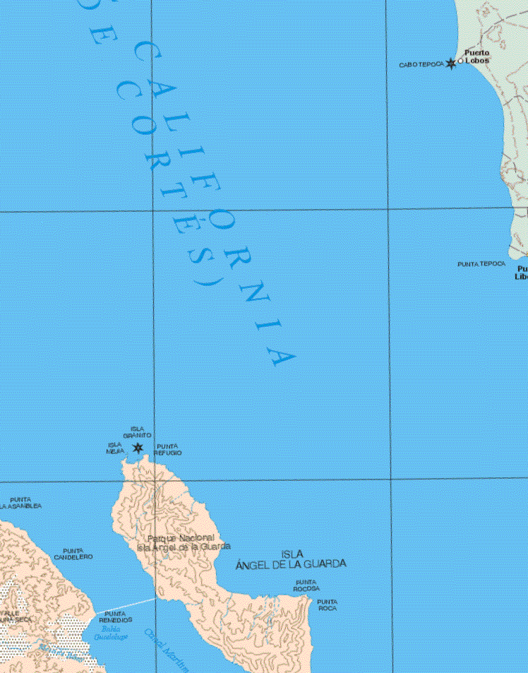 This map shows the National Park of Isla Angel de la Guarda.