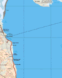 This map shows the major cities (ciudades) of San Felipe, Punta de Estrella, La Roca. The map also shows the towns (pueblos) of Playa del Sol Blanca, percerebu, Playa hermosa, Playa Agua Azul de Acapulco, El Coloradito.