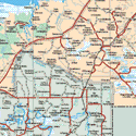 This map shows the major cities (ciudades) of Candelaria. The map also shows the towns (pueblos) of Santa Cruz, Fernando de F. Miramontes, Santa Rita, Final del Rio, San Jose, Cinco de Mayo, Siete Copas, Ignacio Zaragoza, La Reyna, Ojo de Agua, El Quebrache, La Soledad, El Gallo, El Cairo, Benito Juárez N.2, La Malinche, la Flor, Luna, Vicente Lombardo Toledano, Ejido Benito Juárez, Primer Presidente deMexico, El Quebrache, La Pangola, Buenavista, El Porvenir, San Manuel, Vicente Guerrero, Francisco J. Mujica, Montebello, Miguel Aleman, Gral, C. Del Norte, Agracatal, Pejelagarto, Conquista campesina, Los Tulipanes, Costitucion, El Chinal, Belisario Domínguez, Santa Catalina, San Pedro, Venustiano Carranza, Santa Cruz, La Florida, Rancheria Pejelagarto 2ª. Seccion, El Marfil, El Rubi, paraíso Nuevo, Corte de Pajatul, La Tolva, las Delicias, Paraíso Nuevo, Cuauhtemoc, El Naranjo, Miguel Hidalgo y Costilla.