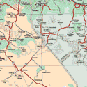 This map shows the major cities (ciudades) of Iturbide, Hopelchen. The map also shows the towns (pueblos) of Bolonchen de Rejon, Xtacumbil, Xunaza, Xcalot Akal, Katah, El Poste, Yascheakal, Santa Rosa Xtampak, Rancho Sosa, Chac IL,Nuevo Progreso, Xcnpil Cacah, Konchen, Ramon Corona, Chenkk, Carlos Cano Cruz, Chunchintok.