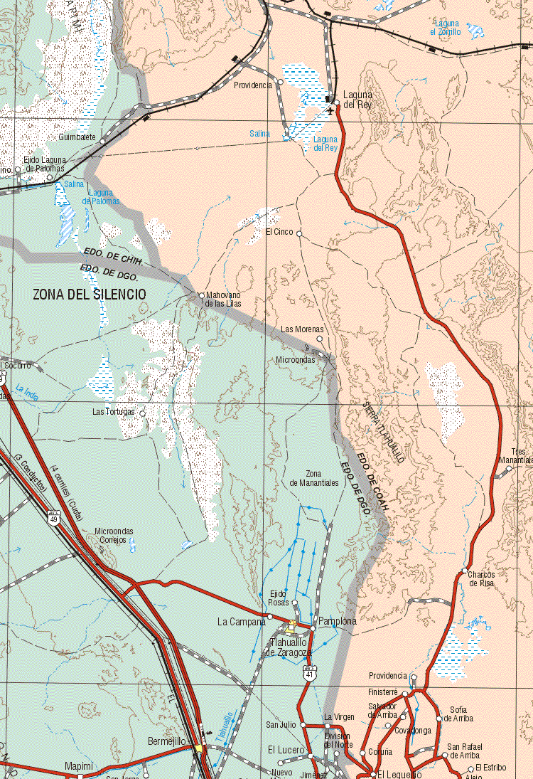 The map also shows the towns (pueblos) of Providencia, Laguna del Rey, El Cinco, Mahovano de las Lilas, Las Morenas, Tres Manantiales, Charcos de Risa, providencia, Finistre, La Virgen, Salvador de Arriba, Sofía de Arriba, Covaconga, Coruña, El Lequelio, San Rafael de Arriba, El Estribo