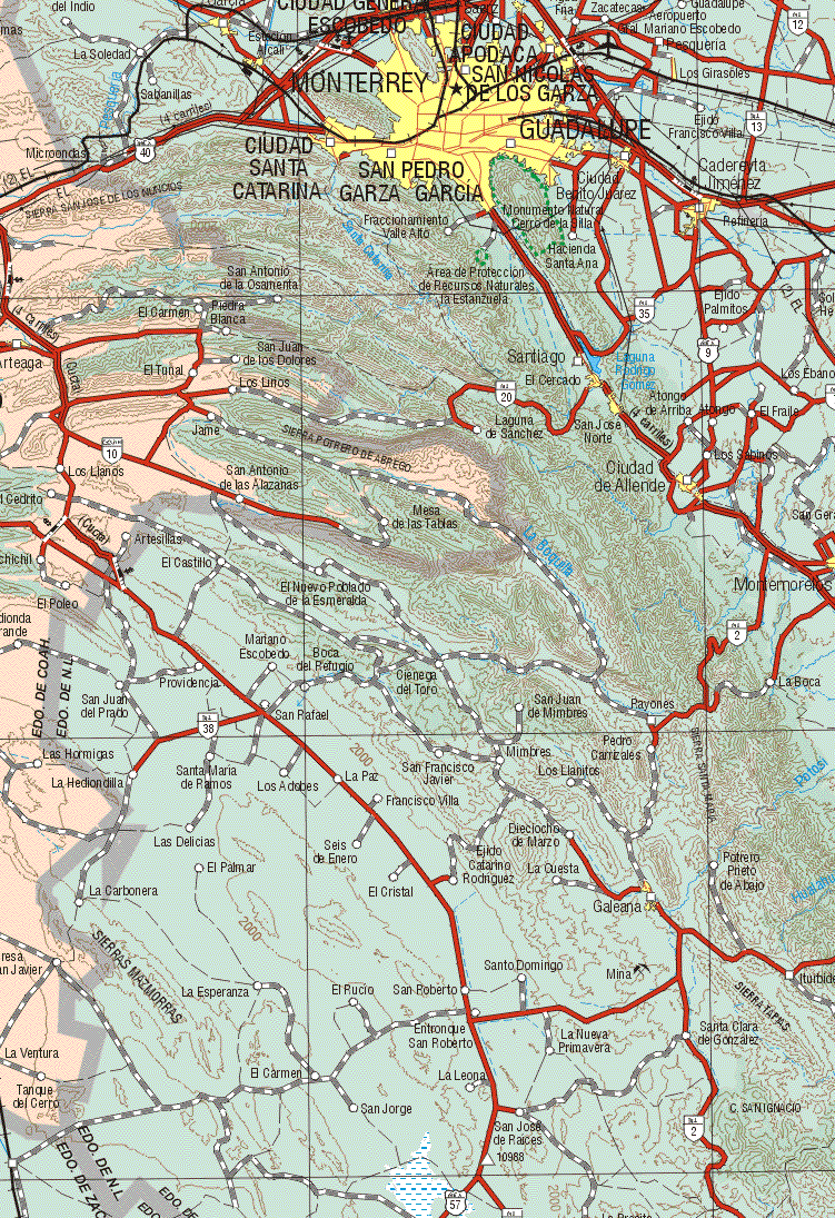 The map also shows the towns (pueblos) of El Carmen, El tunal, Los Linos, Jame, Los Llanos, Las Hormigas, Las Venturas, Tanque del Cerro