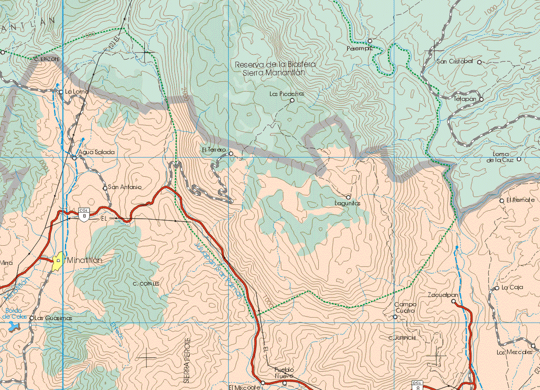 This map shows the major cities (ciudades) of Minatitlan.The map also shows the towns (pueblos) of La Loma, Agua Salada, San Antonio, El Terrero, Lagunitas, El Remate, Las Guasimas, Zacualpan, La Caja, Campo Cuatro, Pueblo Nuevo, Los Mezcales.