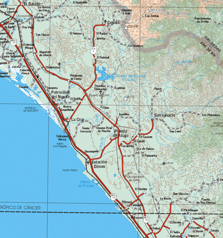 The map also shows the towns (pueblos) of Las Juntas, Guachimetas de Arriba.