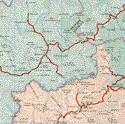 The map also shows the towns (pueblos) of Tlacuilola, El Rayo, Pisaflores, Chapulhuacan, Loma de las Pilas, Puerto de las Naranjas, José Maria Morelos, Pablo Sernita, San Rafael, La Joya, la Misión, Macangui, Cone Viejo, El Coyal, San Juan Ahuhueco, Pacula, Jacala, Las Hoyas, Potrerillos, Agua Fría Grande, El Sotano, Palas Pintadas, Boca de León, San Miguel Avotempo, Palmillas, El Naranjo.