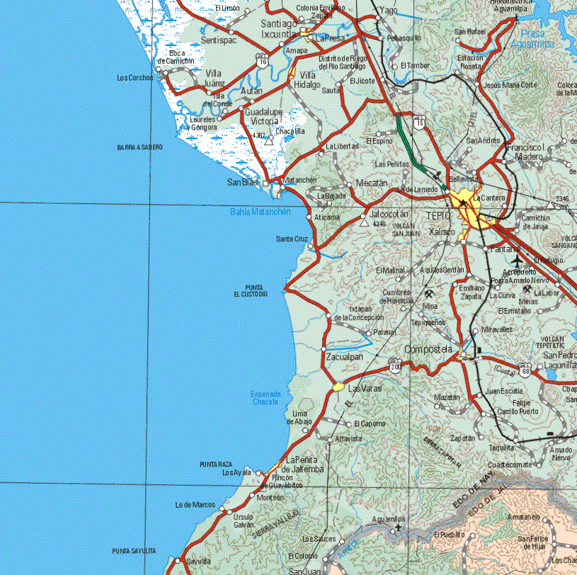 The map also shows the towns (pueblos) of El Pueblito, Amatanejo, San Felipe de Hijar.