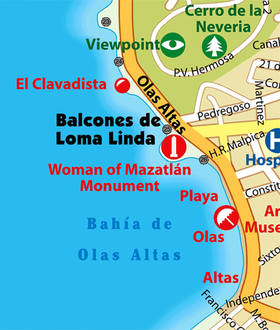 Mazatlan downtown mexico map