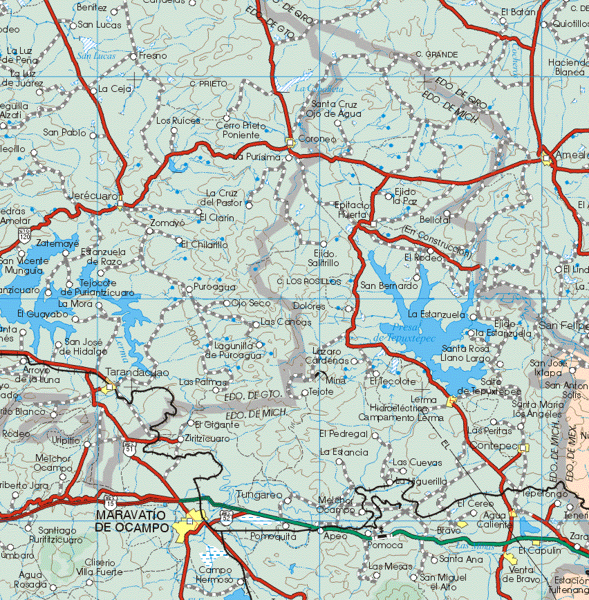 The map also shows the towns (pueblos) of San Jose Ixtapa, San Antonio Solis, Estacion Tultenango.