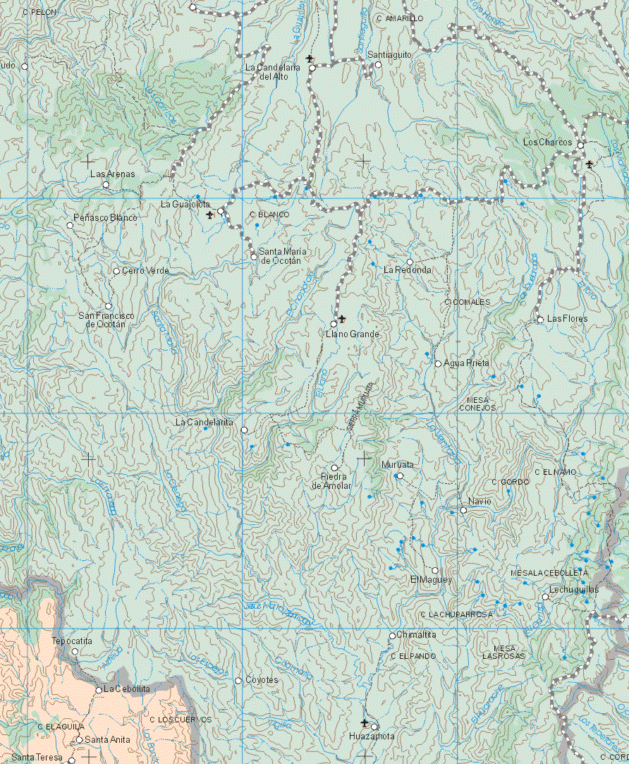 The map also shows the towns (pueblos) of Tepocatita, La Cebollita, Santa Anita, Santa Teresa.
