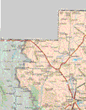 This map shows the major cities (ciudades) of Ascensión, Monteverde y Altamira, Ejido Pancho Villa, Tres Alamos, Casas Grandes, Nuevo Casas Grandes, Colonia Juárez. The map also shows the towns (pueblos) of Las Arcinas, El Ocho, El Mirador, El Espía, El Valle, Noria Nueva, El Berrendo, San Francisco, El Boludo, El Palmar, Bosque Bonito, Año Nuevo, Los Nogales, Cuatro Hermanos, La Garrapata, San Basilio, Los Pinos, Sierra de En medio, Ojo Caliente, El Milagro, Las Virginias, Salta de Ojo, Janos, Santa Anita, Peña Blanca, San Pedro de Janos, Rancho Cuatro Milpas, San Blas, Los Corrales, la Boquilla, Cerros Prietos, El Capulín, Ojitos Peñuelas, Ejido Casa Janos, El Cuervo, Campo Cinco, San pedro de la Pradera, Carretas, Delicias, San José de los Pozos, Rancho Casa de Piedra, Ejido Vicente Guerrero Sección Valle Grande, Nogales, Tapiecitas, Guadalupe Victoria, Enríquez, Ejido Hidalgo, La Escondida