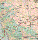 The map also shows the towns (pueblos) of Maymorita, Cerro Prieto, San Miguel de Cruces, Vencedores, Las Meladas, La Plazuela, Ignacio Zaragoza, Puentecillas, San José de Miravalles, San Antonio de la Cruz, Rodríguez Puebla, Hermenegildo Galeana, Vía de Miravalles, Tambores de Abajo, San Dimas, Tayoltita, El Yerbazo, Nueva Patria, Los Obscuros, Otinapa, Empalme Purísima, Bandera del Aguila, Máximo García, El Soldado, José Maria Morelos El Amole, Llano Grande, Mil Diez, Santa Bárbara, El Salto, Regocijo, San Isidro, Chavarita Viejo, Pino Gordo, El Palmito, Santa Lucia, Aserradero la Peña, Corralitos, San Bernardo de Milpillas Chico, San Manuel, Pueblo Nuevo, La Puerta, Pueblo Nuevo, Los Naranjos.