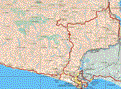 This map shows the major cities (ciudades) of Arteaga, Caleta de Campos, La Mira, El Habillal, Buenos Aires, Guacamayas, Playa Azul, Ciudad Lázaro Cárdenas.The map also shows the towns (pueblos) of La Hojeta, El Pedregoso, El Arenoso, Tumbiscatio de Ruiz, El Valle, Paso del Chivo, El Corongotito, El Parotal, Año Nuevo, El Zapote del Norte, Espinosa, El Espinal, Paso del Chivo, Las Playitas, La Bolsa, Jaltomate, Barranca Honda, las Juntas, Buindoro, Pinzandaran, Totolan, La Parrota, El Sauz, El Chino, El Limón, El Llano, Los Capires, Los Potosí, El Zorrillo, Los Borretes, Infiernillo, La Huerta, El Ahijadero, Plan de Armas, El Calvario, Los Coyotillos, Coyotes, San Juan Bosco, San Rafael, La Manzanilla, Chuqiapan, El Colomo, Las Calabazas, El Bordonal.
