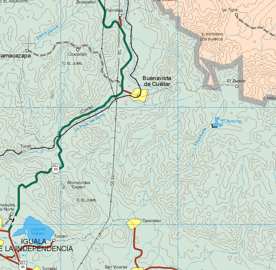 The map also shows the towns (pueblos) of La Tigra.