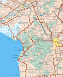 This map shows the major cities (ciudades) of San Miguel Dos, Santiago Ixcuintla, El Cajornal, Yago, Redención, Valle Lerma, Sentispac, Amapa, El Tizate, Patrtoneño Uno, El Tambor, Villa Hidalgo, Puerta de Mangos, Cañada el Tabaco, Laurele y Gongura, Autan, Guadalupe Victoria, Sauta, San Blas, El Tambor, Bellavista, Mecatan, Matanchen, Tepic, La Palma, Aticama, Jalcocotan, Xalico, Santa Cruz, Pantanal, Testerazo, Aquiles Serdan, Emiliano Zapata, Otatesy Cantarramas, Ixtapa de la Concepción, Zacualpan, Compostela.The map also shows the towns (pueblos) of El Limón, Morelos, Colonia Emiliano Zapata, Gavilán Chico, Novillero, Amapita, Puerta Azul, Corral de Piedra, Paso Real de Cahuipa, Gavilán Chico, Gavilán Grande, Peñasquillo, El Colomo, San Rafael, El Vicenteño, El Papalote, Pueblo Nuevo, El Valle de Zaragoza, Las Higueras, Mojarritas, Vado del Cora, Estacion Roseta, Playa de Ramírez, El Carleño, El Turco, El Corte, Reforma Agraria, Huaristemba, El Jicote, Ejido de Salazares, Jesús Maria Corte, Santa Rosa, Las Pilas, Buenos Aires, El Crucero de San Blas, Cinco de Mayo, Jumatan, El Espino, Las Palmas, La Chilera, La Resolana, La Herradura, San Andrés, Benito Juárez, El Tepeyac, La Libertad, Pintadeño, Las Peñitas, La Escondida, El Trapichilo, Singaita, Huaynamota, El Rincón, Lo de Lamedo, La Bajada, Venustiano Carranza, El Aguacate, Playa los Cocos, Tecuitata, El Cuarenteño, San Cayetano, El Llano, El Cota, Palapita, El Tecolote, El Tepozal, Jolotemba, El Tacote, El Espino, El Malinal, Platanitos, Juan Escutia, Adolfo López ateos, San José de Costilla, Cumbres de Huicicile, Jepiqueños. El Refilón, Cuastecomatillo, Pajaritos, Miravalles, El Patanal, Vizcarra, Los Cerritos, El Molote, Mesillas.