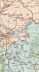 This map shows the major cities (ciudades) of Ciudad General Terán, Linarez, La Petaca.The map also shows the towns (pueblos) of Tlahualilo, El Encadenado, El Que Si Que No, El Botín, El Azabache, El Consuelo, Estación Vaquero, Sección Numero Diecinueve Calles, El Coyote, La Carbonera, Ojo de Agua, Pajareños, Ramírez, El Toro, San Gerardo, El Pame, El Blanco, La Escondida, Rancho Bonito, Puerta de las Flores, Montemorelos, San José de la Sierrita, San Vicente, Guadalupe la Joya, Los Cristales, San Isidro, San Felipe, Los mimbres, San José de las Flores, El Coyote, La Partida, La Primavera, El Coyote, La Florida, El Canelo, Maderos, Lazada, Leones, San Antonio, Paso de Lajas, Lampazos, La Escondida, Hualahuises, Ejido Guadalupe, Pontezuelas, Ciénega de Juan Pérez, Las Barredas, El pretil, Jesús Maria, El Cangrejo, Las Raíces de Arriba, San Rafael, San Manuel, Ejido de los Hoyos, Caja Pinta, Rancherías, Milpillas, Ejido San Rafael.