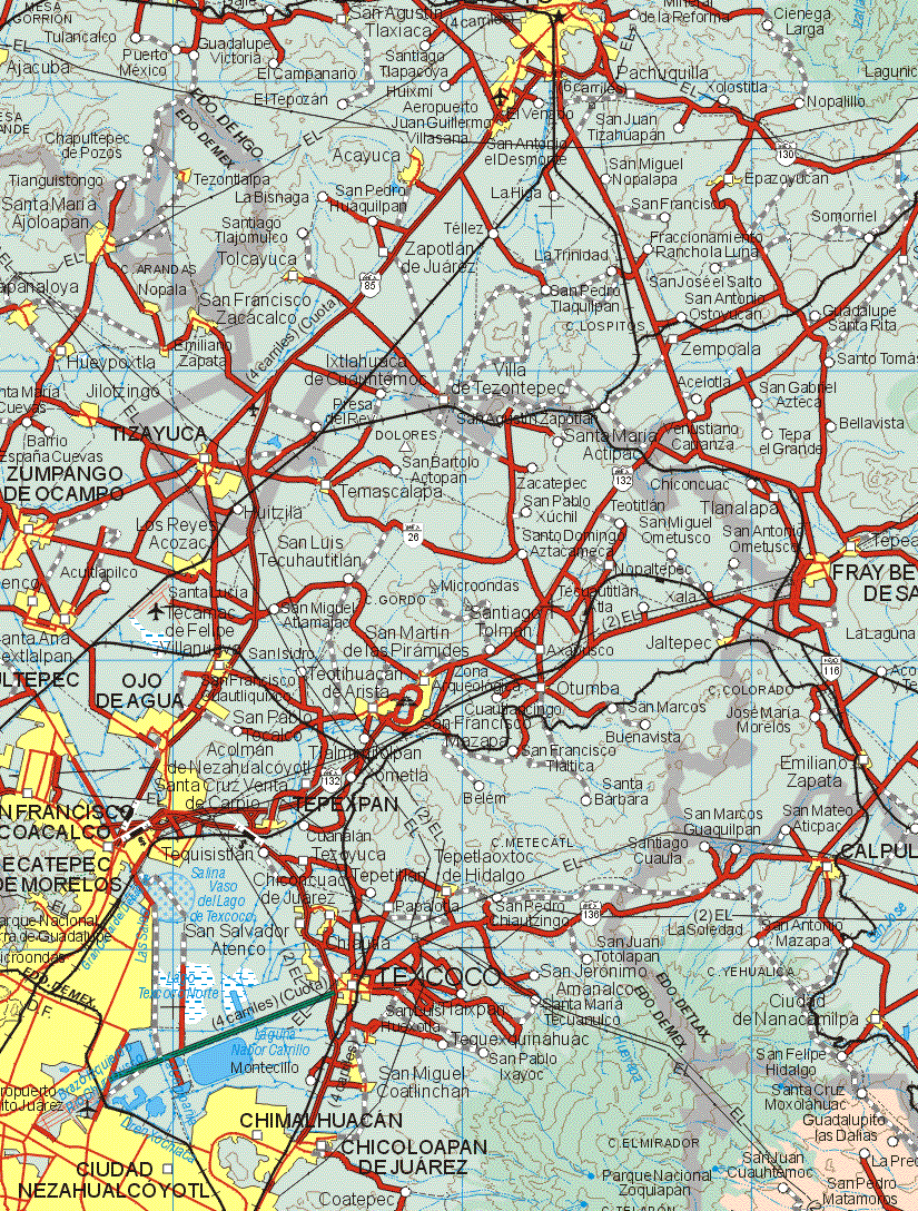 The map also shows the towns (pueblos) of Santa Cruz Moxolahuac, Guadalupito las Dalias, La Presa, San Juan Cuauhtemoc, San Pedro Matamoros.