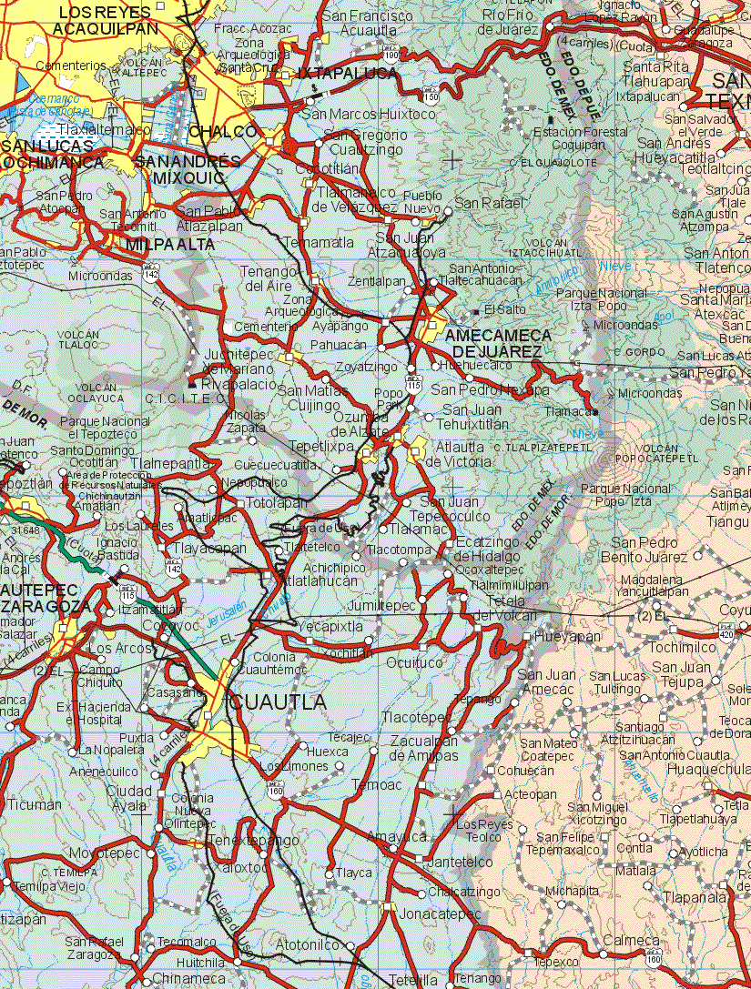 This map shows the major cities (ciudades) of Huaquechula.The map also shows the towns (pueblos) ofIgnacio López Rayón, Guadalupe Zaragoza, Santa Rita Tlahuapan, Ixtapalucan, San Salvador el Verde, San Andrés Huyacatitla, San Juan Tlale, San Agustín Atzompa, San Antonio Tlatenco, Santa Maria Atexcac, San Diego Buenavista, San Lucas Atzata, San Pedro, Yaencuitlalpan, San Nicolás de los Ranchos, San Francisco, San Baltazar Atlimeyraya, San Pedro Benito Juárez, Magdalena Yacuitlalpan, Coyutla, Tochimilco, San Juan Amecac, San Lucas Tulengo, San Juan Tejupa, Soledad de Morelos, San Mateo Teocoatepec, Santiago Atzizinhuacan, Teocalco de Dorantes, Chuecan, San Antonio Cuautla, Acteopan, Los Reyes Teolco, San Miguel Xicotzitengo, Tetla, Tlapetlahuaya, San Felipe Tepemaxalco, Contla, Ayotlicha, Matlala, Michapita, Tlapanala, Calmeca, Tepexco.