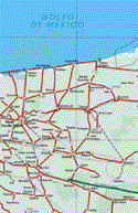 This map shows the major cities (ciudades) of Tomul Carrillo Puerto, Izamal.