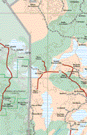 The map also shows the towns (pueblos) of San Francisco, Insurgentes, Zafarrancho, Gavilanes, Adolfo de la Huerta, El Triunfo, El Mirador, Nuevo Tabasco, Gral. Francisco Villa, Dieciocho de Marzo, Río Verde, Jesús Martínez Ross, Otillo Montaño, Francisco J. Mújica, Miguel Alemán, Huatusco, Río Escondido, Cinco de Mayo, San Román, La Libertad, Nuevo Becar, La Libertad, San Pedro de Peralta, Morocoy.