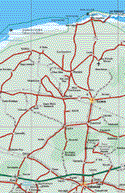 This map shows the major cities (ciudades) of Tizimin, Valladolid, Piste.