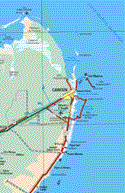 This map shows the major cities (ciudades) of Cancún, Puerto Juárez.The map also shows the towns (pueblos) of Isla Mujeres, Playa Azul, Vicario, El Tucan, Joaquín cetina Gasca, Astillero, Punta Caracol, Puerto Morelos, Tres Marias, Delirios, Héroe de Nacozari, Capitán Lafitte.