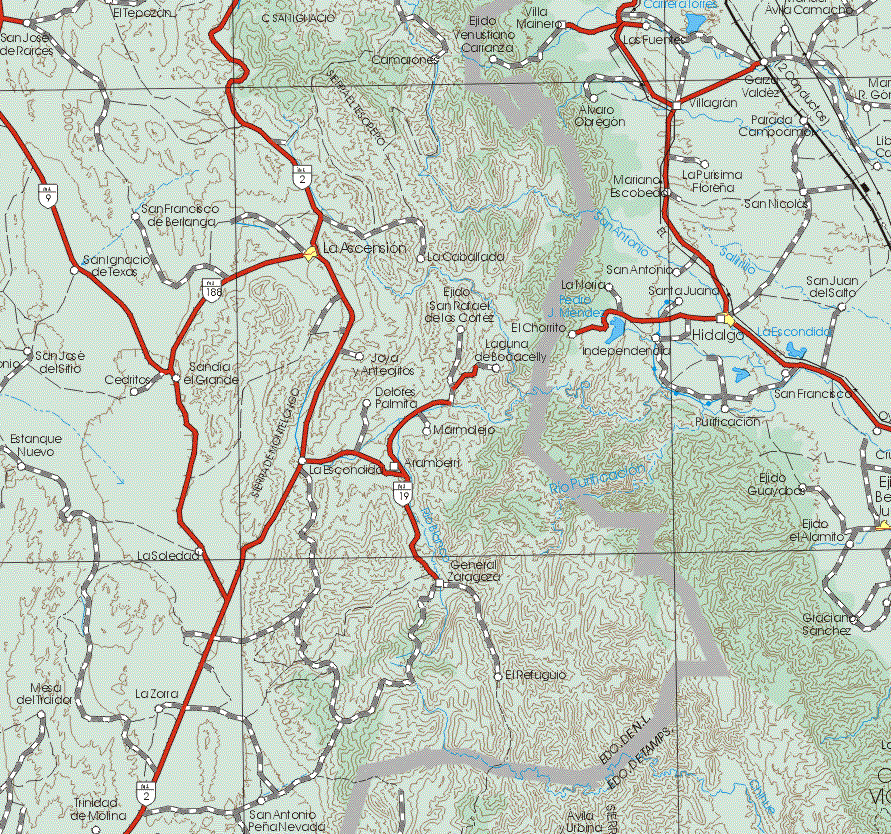 This map shows the major cities (ciudades) of La Acension.