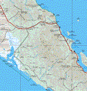 This map shows the major cities (ciudades) of El Vizcaino, Santa Rosalia.