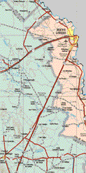 This map shows the major cities (ciudades) of Nuevo Laredo, Kilómetro Catorce.The map also shows the towns (pueblos) of San Vicente, Vicente Guerrero, Las Lomas, Los Negritos, El Saucito, La Rosita, San Ignacio, El Aguila, El Ramiro, Santa Teresa, San Rafael de las Tortillas, La Lajilla.