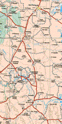 This map shows the major cities (ciudades) of San Fernando, Santander Jiménez, Abasolo, Soto la Marina.The map also shows the towns (pueblos) of Lázaro Cárdenas, El Ruisache, El Palmar, San Lorenzo, San Rafael, Santa Fe, Soledad de los Reyes, La Mesa, División del Norte, Tres Marías, Rospan, Crullas, La Becerra, El Toro, Puerto de los Ebanos, Agua Negra, La Reforma, Rancho de Paredeño, El Paredeño, San Pablo, La Mimbrera, Tanganica, Huatala, La Mimbrera, San Isidro, El Barranco, La Coma, El Temascal, Lavaderos, La Fe del Golfo, El Temascal, La Florida, Benito Juárez, El Nogalito, Trece de Mayo, El Chapotito, Trece de Mayo, El Colorin, Santa Rosalía, Ojo de Agua de Miranda, Santo Domingo del Charco Largo, Los Laureles, Ignacio Allende, Guadalupe Victoria, El Herradero, Los Bellos, Los Cabos, Guía del Porvenir, Adolfo López Mateos, Nicolás Bravo, San Vicente, Verde Chico, El Chamal, Sabinal, El Saladito, Gildardo Magaña, Tampiquito, Los Arroyos, El Comando, La Y, El Trece, Tres de Abril, San Antonio, El Valle de los Ebanos, San José de las Rusias, El Pirulí, Felipe Angeles.